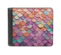 LQPMNK PU Leather Wallet, Mermaid Scales Background Print Wallet with Multiple Slots Elegant Wallet Business Wallet Travel Wallet Bifold Wallet, style, One Size, Minimalist
