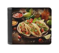 LQPMNK PU Leather Wallet, Mexican Food Print Wallet with Multiple Slots Elegant Wallet Business Wallet Travel Wallet Bifold Wallet, style, One Size, Minimalist