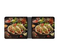 LQPMNK PU Leather Wallet, Mexican Food Print Wallet with Multiple Slots Elegant Wallet Business Wallet Travel Wallet Bifold Wallet, style, One Size, Minimalist