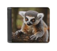 LQPMNK PU Leather Wallet, Monkey Lemur Cute Print Wallet with Multiple Slots Elegant Wallet Business Wallet Travel Wallet Bifold Wallet, style, One Size, Minimalist