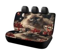 LQPMNK Stretchable Car Seat Cover, Christmas Siamese Cat Print Soft Car Seat Cover Universal Fit, Protects from Wear, Easy to Install & Clean