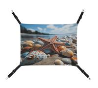 LQPMNK Stylish Pet Hammock for Small Pets, Colorful Starfish on The Beach Print Small Animal Bed Breathable Canvas, Easy to Install, Space-Saving and Portable