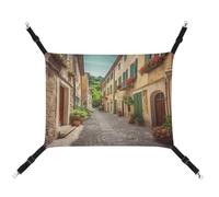 LQPMNK Stylish Pet Hammock for Small Pets, Italy Street Print Small Animal Bed Breathable Canvas, Easy to Install, Space-Saving and Portable