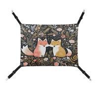 LQPMNK Stylish Pet Hammock for Small Pets, Love Cartoon Fox Print Small Animal Bed Breathable Canvas, Easy to Install, Space-Saving and Portable