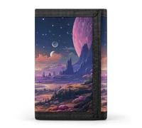 LQPMNK Trifold Wallet, Colorful Retro Space Theme Print Wallet with Multiple Slots Elegant Wallet Business Wallet Travel Wallet Multi-pocket Wallet, style, One Size, Minimalist