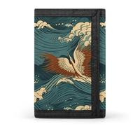 LQPMNK Trifold Wallet, Japan Wave Wallpapers Print Wallet with Multiple Slots Elegant Wallet Business Wallet Travel Wallet Multi-pocket Wallet, style, One Size, Minimalist