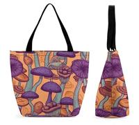 LQPMNK Women's Shopping Bag, Hippie Art Mushrooms Print Tote Bag for Women Reusable Shopping Bag Large Shopping Tote Fashionable Shopping Bag, Shopping Bag for Ladies, One Size