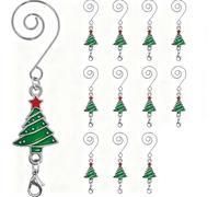 LQQDREX 12 Pieces Christmas Tree Ornament Hook Hangers, Enameled Trees with Red & Green Ornaments, S Hooks for Hanging Christmas Ornaments, Xmas Tree Decoration Accessories