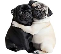 LQQDREX Adorable Pug Acrylic Car Air Vent Fragrance Diffuser, 2D Cute Dog Design Solid Scented, Pug Air Freshener Decorative Accessories, Cute Cartoon Puppy Solid Scented Diffuser Clip for Car