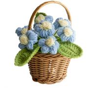 LQQDREX Crochet Sunflower Bouquet, Crochet Flowers Cute Potted Flower, Handmade Artificial Flower Gift for Mom, for Mother’s Day Birthday, Anniversary, Valentines, Home Office Decoration