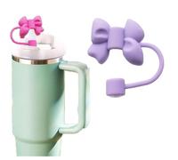 LQQDREX Cute Bow Straw Covers Cap Toppers, for Stanley Cup 30&40 Oz Tumblers, Reusable Cute Silicone Straw Lids Tips, 10mm Cute Tumbler Straw Topper Accessories
