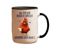 LQQDREX Funny Novelty Mug, 11 oz Angry Rooster Tea Cup with Handle, Here We F*c King Go Again...I Mean Good Morning, Funny Sarcastic Coffee Mug, Work Cup for Mom,Sister,BFF,Friends,Coworkers,Boss