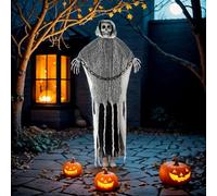 LQQDREX Halloween Hanging Skeleton Ghost, Hanging Grim Reapers Skeleton Flying Ghost, Halloween Decoration Voice Controlled Standing Ghost Luminescence and Sound Shaking Terror Theme, Indoor/Outdoor
