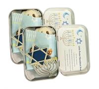 LQQDREX Little Pocket Bear Hug in a Tin Box, Emotional Support Hanukkah Bears,Handmade Mini Plush Bears Lwith Inspirational Card, Perfect Chanukah Gift Family Friends