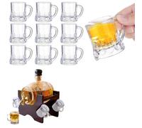 LQQDREX Mini Beer Mug Shot Glasses with Handles, Reusable Beer Stein Tasting Glasses Whiskey Juice Cups, Heavy Base Beer Sampler Shots Glasses, Beer Mugs for Freezer Men Women Father Dad Beer Whiskey