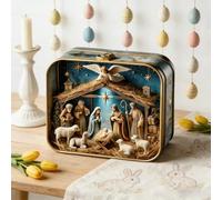 LQQDREX Mini Christmas Nativity Set in a Tin Box, Handcrafted Pocket Nativity Scene, Tiny Resin Figures & Holy Family, Portable Holy FamilyScene, Perfect for Easter Decorations for Friends and Family