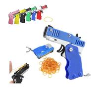 LQQDREX Mini Metal Burst Collapsible Rubber Band Gun Toy, Portable Rubber Belt Gun, Folding Rubber Launcher Toy, with 60 Pcs Soft Elastic Rubber Bands, Shooting Game Activities Gift