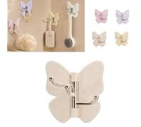 LQQDREX Rotating Butterfly Adhesive Wall Hooks, No-Drill 270° Swivel 3-Prong Hangers with Adjustable Wings, Heavy Duty No-Drill Corner Stick-on Hooks for Towels, Keys, Bags