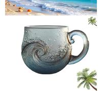 LQQDREX Sea Glass Sunset/Wave Mug, Unique Textured Beach Theme Mug, Sunset and Wave Dual Design, Handcrafted Sea Inspired Drinkware Gift for Ocean Lovers Coffee Drinkers & Gift Seekers