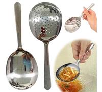 LQQDREX Stainless Steel Skimmer with hole, Large Serving Spoons with Drain Holes, Strainers Bar Strainer Cocktail Spoon for Home or Commercial Bar Use