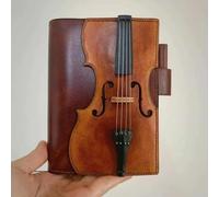 LQQDREX Vintage Work Notebook with Violin Design, PU Leather Diary, Writing Journal, Violin Practice & Assignment Notebook, for Study Teacher College Journaling Recipe School Meeting