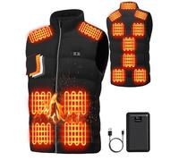 LQQSD Electric Heated Vest for Men: USB Heated Gilet with 3 Adjustable Temperature 15 Heating Zones 16000mAh Battery Pack - Winter Warm Heating jacket for Unisex Outdoor Work Hiking Skiing Hunting