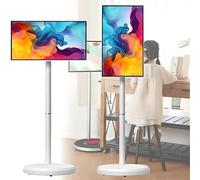 LQQYJSM Portable Smart TV with Touchscreen Display, Mobile TV Stand | Standing Touch Screen Monitor |Wireless Rolling TV on Wheels | Built-in Battery Full Swivel Rotation 8G RAM+128G Storage 24inches