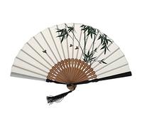 LQRCTRY Folding Handheld Fan, Hand Fan Vintage Chinese Style Folding Hand Fan Ink Bamboo Silk-Like Handheld