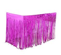 LQRCTRY Pleated tablecloth, Metallic Foil Tassel Party Table Skirt Multicolor 74 x 274 cm(Purple,4Pcs)