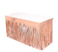 LQRCTRY Pleated tablecloth, Metallic Foil Tassel Party Table Skirt Multicolor 74 x 274 cm(Rose Gold,4Pcs)