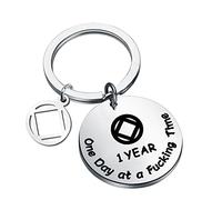 LQRI 1 Year 2 Years 5 Years Sobriety Keychain Recovery Sobriety Gift12 Step Gifts, One Day at a Time 1 Year, S
