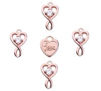 LQRI 4Pcs Cubic Zirconia Infinite Charms 1 Pc Heart Love Charm for DIY Necklace Bracelet Earring Jewelry Making, S, Copper, na-