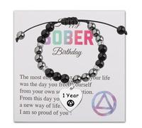 LQRI AA Sober Recovery Bracelet 1 Year 2 Years 3 Years 5 Years Happy Sober Birthday Gift Recovery Sobriety Gift, S, Stone, stone