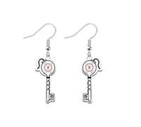 LQRI Anime Character Gifts Demon Cartoon Characters Inspired Heart-Shaped Wings Key Earrings Anime Series Merchandise, S, Stainless Steel, n