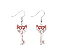 LQRI Anime Character Gifts Demon Cartoon Characters Inspired Heart-Shaped Wings Key Earrings Anime Series Merchandise, S, Stainless Steel, n