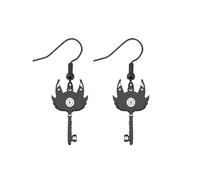 LQRI Anime Character Gifts Demon Cartoon Characters Inspired Heart-Shaped Wings Key Earrings Anime Series Merchandise, S, Stainless Steel, n