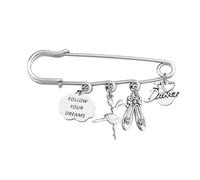 LQRI Ballet Dancer Gifts Follow Your Dreams Ballet Safety Brooch Pin Ballet Dancer Gifts Dance Team Merchandise, Middle, Alloy Steel, na-