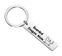 LQRI Bearded Dragon Mom Keychain Bearded Dragon Gifts For Women Pet Moms Animal Lovers Gift, Silver, S