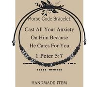 LQRI Bible Verse 1 Peter 5:7 Morse Code Bracelet Christianity Scripture Gift Religious Faith Gift Christian Jewelry, S, Nylon, nylon