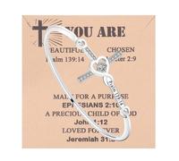 LQRI Bible Verse Psalm 139:14 Christian Cross Bangle You Are Fearfully and Wonderfully Made Scripture Religious Gifts, S, Alloy Steel, copper