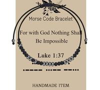 LQRI Christian Jewelry Psalm Luke 1:37 Morse Code Bracelet With God Nothing Shall Be Impossible Religious Gift, S, Nylon, nylon