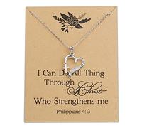 LQRI Girls First Communion Necklace Holy Communion Gifts Dainty Love of God Heart Necklace with Cross Charm Christian Jewelry Confirmation Gift, Stainless Steel, stainless steel
