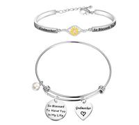 LQRI Godmother Gift Bracelet Set So Blessed to Have You in My Life Godmother Appreciation Baptism Gift from Goddaughter, S, Copper Stainless Steel, copper