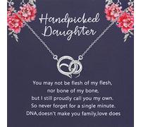 LQRI Handpicked Daughter Gifts from Mom: Bonus Daughter Gift Two Connected Circles Necklace for Stepdaughter, Adopted Child, No Gemstone