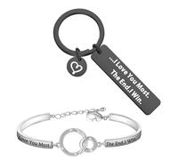 LQRI I Love You Most The End I Win Keychain Bracelet Set Valentine's Day Present for Couples Best Friend Encouragement Gifts, S, Copper Stainless Steel, copper