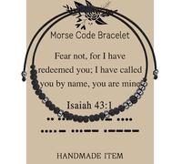 LQRI Isaiah 43:1 Morse Code Bracelet Christian Bible Verse Isaiah 43:1 Gift Religious Jewelry Christian Bible Gifts, S, Nylon, nylon