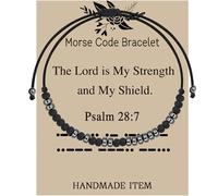 LQRI Psalm 28:7 Morse Code Bracelet Christian Bible Verse Gift Religious Bracelet Religious Faith Gift, S, materials, materials