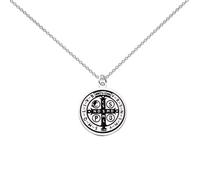 LQRI St Benedict Religious Exorcism Medal Necklace Christian Catholic Gift Demon Protection Pendant Necklace Religion Jewelry, 1*0.4 inch., Stainless Steel, stainless steel
