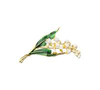 LQRI Women Lily of the Valley Brooch Pin Wildflower Gift Jewelry May Day Birth Flower Lily of the Valley Good Luck Gift, S, Metal, n