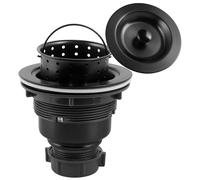 LQS Kitchen Sink Drain Assembly, Kitchen Sink Strainer with Deep Removable Waste Basket, Stainless Steel Sink Basket Strainer with Drain Assembly for 3-1/2-inch Sink Opening Size (Black)